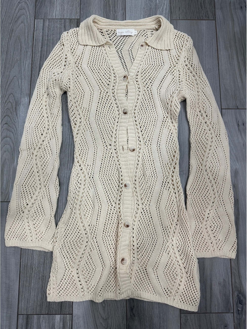 Beige Botany Women's Cream Knit Button-Up Cardigan Sweater Size S